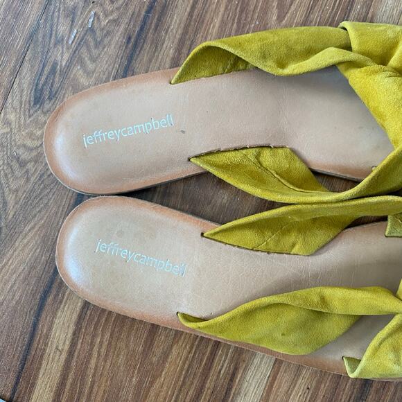 JEFFREY CAMPBELL Zocalo Suede Yellow Knot Slide Sandals Size 10 - Picture 4 of 10